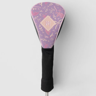 Fijne Paarse bloemen en strikken Golfheadcover