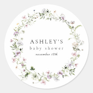 Fijne Paarse Floral Baby shower Sticker
