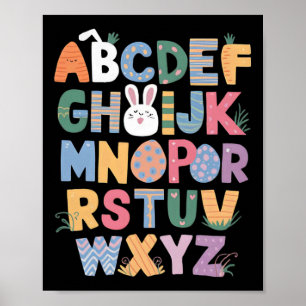 Fijne Paasdag met Schattige konijn en ABC's voor S Poster