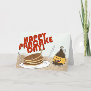 Fijne pannenkoekendag! Cartoon ontwerp. Kaart