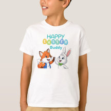 Fijne Pasen Buddy Cute Bunny en Fox Kids T-Shirt