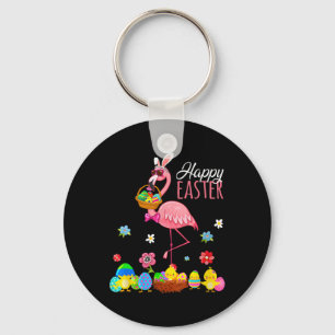 Fijne Pasen Flamingo met Paaseieren Bysket Hunti Sleutelhanger