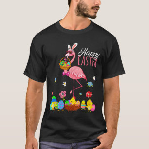 Fijne Pasen Flamingo met Paaseieren Bysket Hunti T-shirt