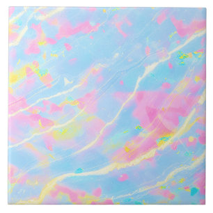 Fijne pastel marmer blauw roze geel frisse zomer tegeltje