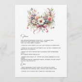 Fijne pastelbloemen Bow Floral Baby shower Menu (Achterkant)