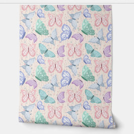 Fijne pastelvlinders behang