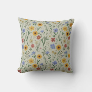 Fijne Pastelweide Wildflower Botanisch Motief Kussen