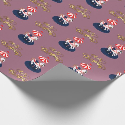 Fijne Pattern Carousel Horse. Roze en beige. Cadeaupapier (Hoek)