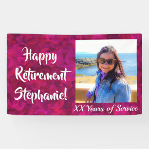 Fijne pensionering Fuchsia Pink Persoonlijke foto Spandoek