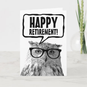 Fijne pensionering grappige uil aangepaste wenskaa kaart