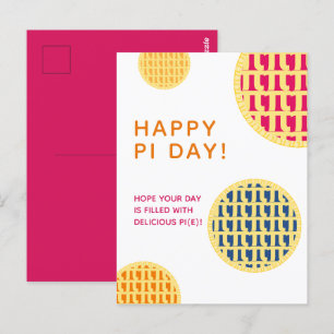 "Fijne Pi Dag!" Delicious Pi(e) Roze advertentie Briefkaart