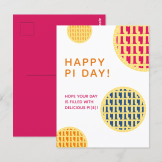 "Fijne Pi Dag!" Delicious Pi(e) | Roze advertentie Briefkaart