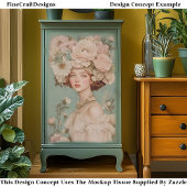 Fijne Portret Vrouw Bloemen Hoofd CP2 Decoupage Tissuepapier