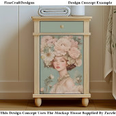 Fijne Portret Vrouw Bloemen Hoofd CP2 Decoupage Tissuepapier