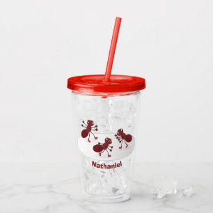 Fijne rode mieren schaatsen cartoon acryl drinkbeker