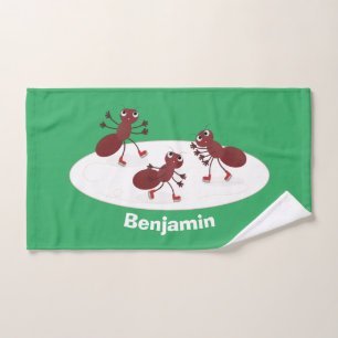 Fijne rode mieren schaatsen cartoon bad handdoek