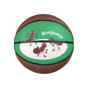Fijne rode mieren schaatsen cartoon basketbal