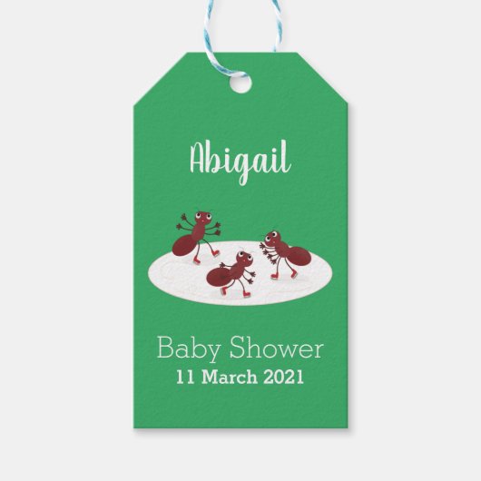 Fijne rode mieren schaatsen cartoon cadeaulabel (Voorkant)