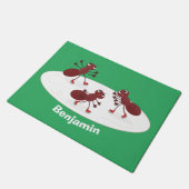 Fijne rode mieren schaatsen cartoon deurmat (Schuin)