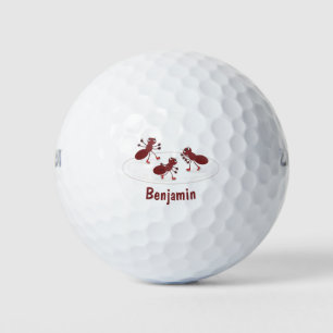 Fijne rode mieren schaatsen cartoon golfballen