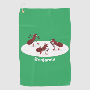Fijne rode mieren schaatsen cartoon golfhanddoek