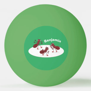 Fijne rode mieren schaatsen cartoon pingpongballen