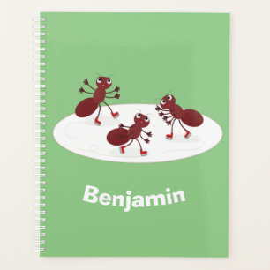 Fijne rode mieren schaatsen cartoon planner