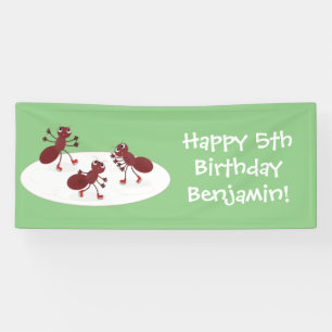 Fijne rode mieren schaatsen cartoon spandoek