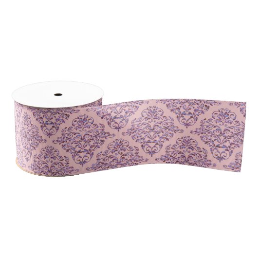 Fijne Roze Ambrosia Elegante Royal Damask Grosgrain Lint (Spoel)