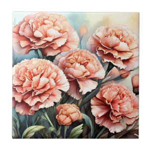 Fijne roze anjers tegeltje