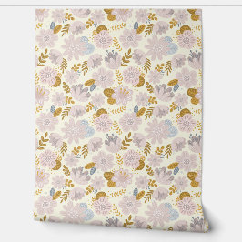 Fijne roze bloemen behang