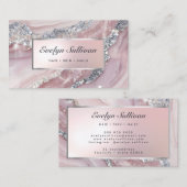 Fijne roze glitter marmeren visitekaartje (Voorkant / Achterkant)