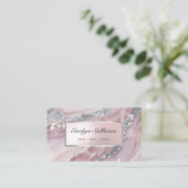 Fijne roze glitter marmeren visitekaartje (Staand voorkant)