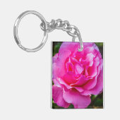 Fijne roze roze roos. sleutelhanger (Voorkant Links)