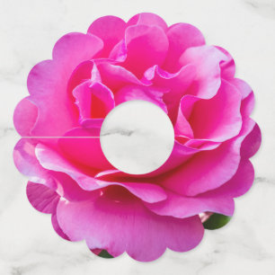 Fijne roze roze roos. wijnglaslabel