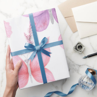 Fijne roze vlinders cadeaupapier