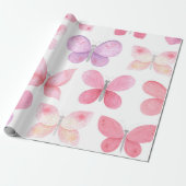 Fijne roze vlinders cadeaupapier (Uitgerold)
