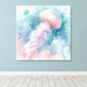 Fijne roze Waterverf kwallen Canvas Afdruk (Insitu (Houten vloer))