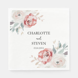 Fijne Rozen Floral Elegant Trouwpapier Servet