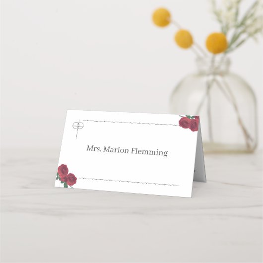 Fijne Rozen Gevouwen Plaats Kaart (Voorkant)