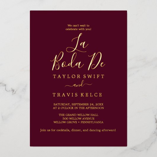 Fijne Rozen goudfolie | Blush La Boda De Folie Uitnodiging (Voorkant)