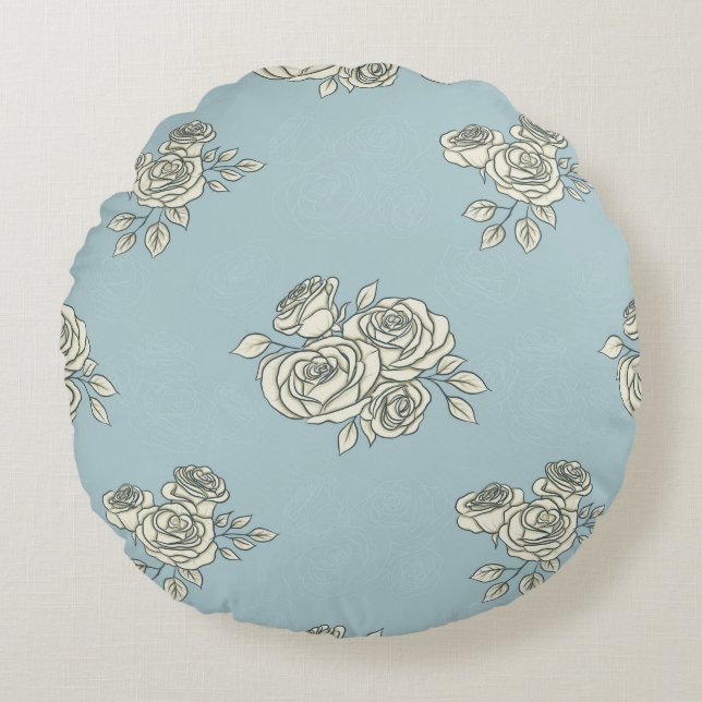 Fijne rozen rond kussen (Voorkant)