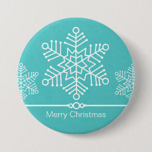 Fijne Snowflakes kerstButton Ronde Button 7,6 Cm