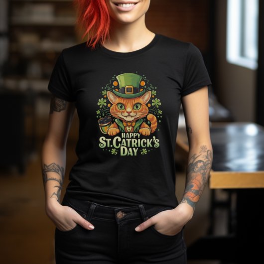 "Fijne St. Catrick's Day" Kat Leprechaun T-shirt