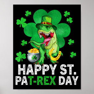 Fijne St Pat Trex Dag Dinosaur Peuter St Patricks Poster