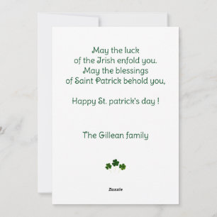 Fijne St. Patrick's dag Klavertje jong kind foto Feestdagenkaart