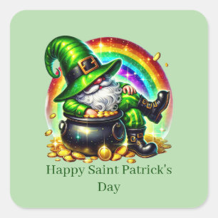 Fijne St. Patrick's Day aanpasbare leprechaun Vierkante Sticker