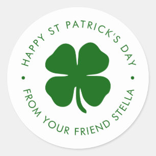Fijne St. Patrick's Day Groene Klaver Ronde Sticker