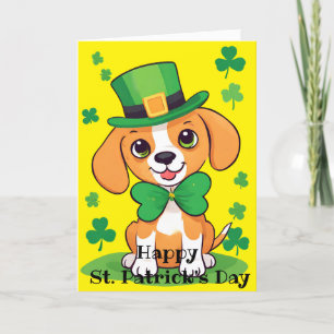 Fijne St. Patrick's Day Speelse Puppy Vakantiekaar Feestdagen Kaart