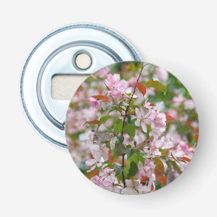 Fijne tak met bloemen appelboom button flesopener